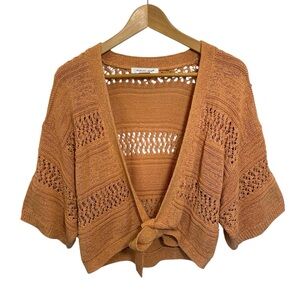 August Silk Peach Beachy‎ Knit Boho Cardigan Sweater, L